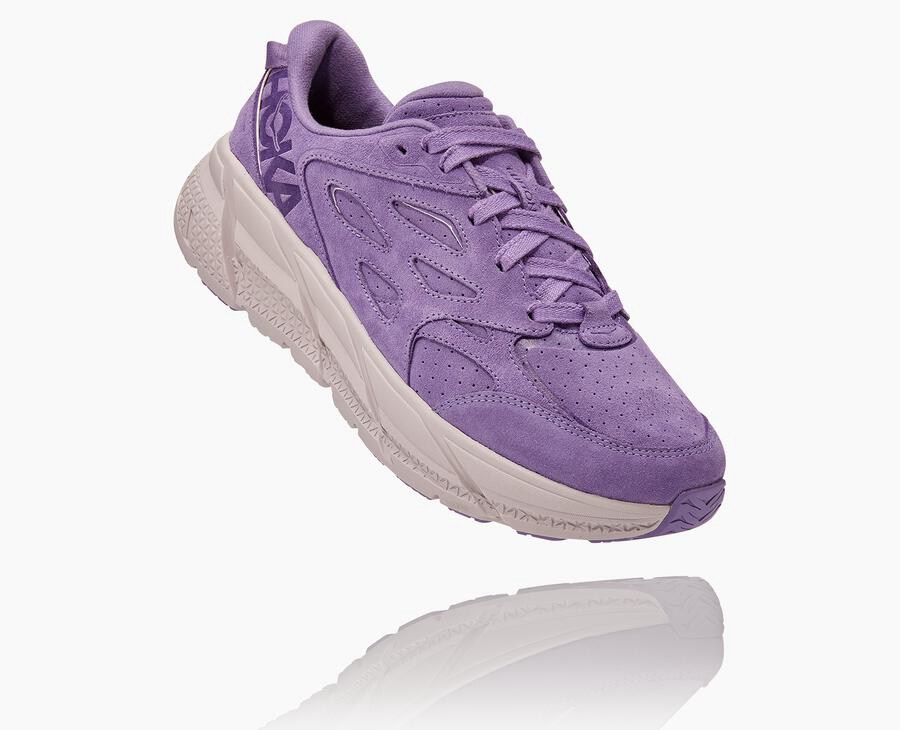 Hoka One One Clifton L Suede - Women Walking Shoes - Purple,Australia AMV-705941